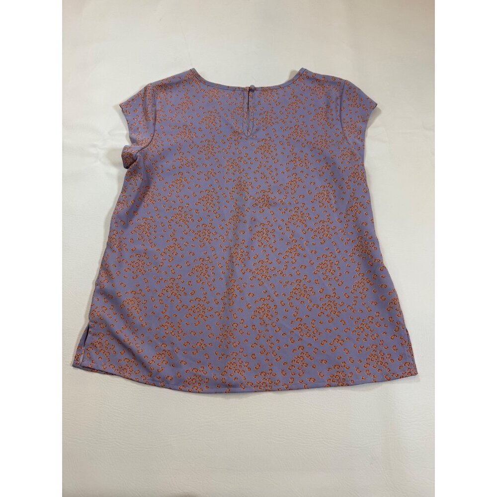 Monday Fun XS Floral Print Blouse Short Sleeves Purple & Orange (LL246) - Picture 2 of 6